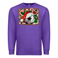 Purple Soccer Ball Christmas With Hat And Candy Cane Premium Sweatshirt - FaDigitalArtStudio