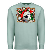 Seafoam Soccer Ball Christmas With Hat And Candy Cane Premium Sweatshirt - FaDigitalArtStudio