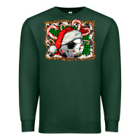 Sports Green Soccer Ball Christmas With Hat And Candy Cane Premium Sweatshirt - FaDigitalArtStudio