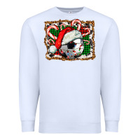White Soccer Ball Christmas With Hat And Candy Cane Premium Sweatshirt - FaDigitalArtStudio