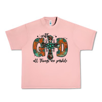 With God All Things Are Possible Gemstone Cross Urban Heavy Tee | Teevron