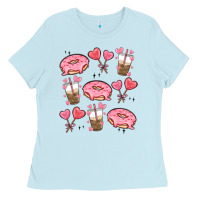 Baby Blue valentines day doodles Ladies Tee - MaliasSmallBusiness