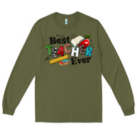 Army Green best teacher ever Long Sleeve Tee - NancyCooperArtShop
