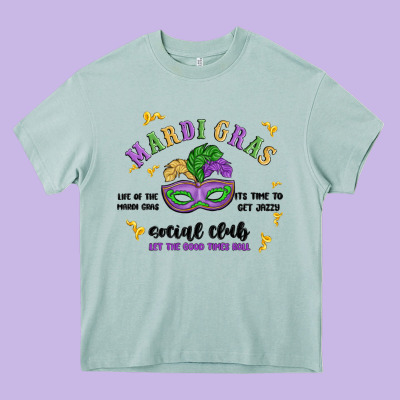Mardi Gras Social Club Heavy Core Tee Designed By Maliassmallbusiness