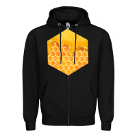 Black honeycomb fa element Zipper Hoodie - FaDigitalArtStudio
