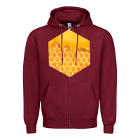 Burgundy honeycomb fa element Zipper Hoodie - FaDigitalArtStudio