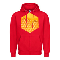 Red honeycomb fa element Zipper Hoodie - FaDigitalArtStudio