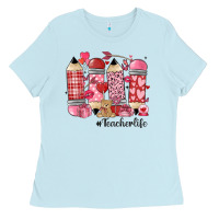 Baby Blue valentines day teacher life Ladies Tee - MaliasSmallBusiness