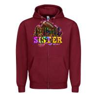 Burgundy football sister Zipper Hoodie - OliviaCreatesArt