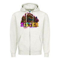 Oatmeal Heather football sister Zipper Hoodie - OliviaCreatesArt
