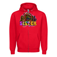 Red football sister Zipper Hoodie - OliviaCreatesArt