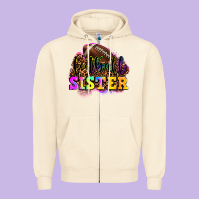 Football Sister Zipper Hoodie Designed By Oliviacreatesart