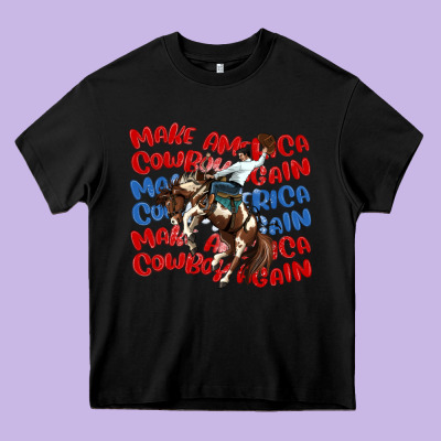 Make America Cowboy Again Heavy Core Tee Designed By Maliassmallbusiness