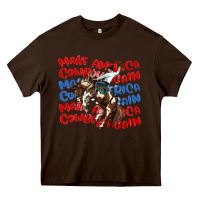 Chocolate Brown make america cowboy again Heavy Core Tee - MaliasSmallBusiness