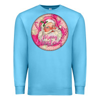 Ocean Blue Pink Merry Christmas Santa Premium Sweatshirt - FaDigitalArtStudio