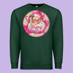Pink Merry Christmas Santa Premium Sweatshirt Designed By Fadigitalartstudio