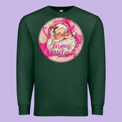 Pink Merry Christmas Santa Premium Sweatshirt Designed By Fadigitalartstudio