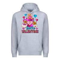Heather Grey Hello Valentine Valentine's Day Coffee Mug Premium Hoodie - FaDigitalArtStudio