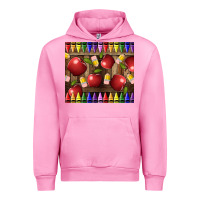 Fuchsia Pink Crayons And Apples Urban Hoodie - LillyAllenDesigns