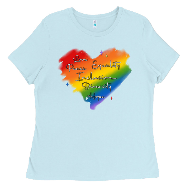 Kindness Equality Peace Love Inclusion Diversity H Ladies Tee by MaliasSmallBusiness | Teevron