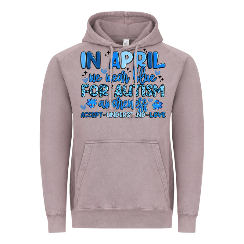 In April We Wear Blue For Autism Awareness Vintage Hoodie by Artiststas | Teevron