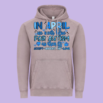 In April We Wear Blue For Autism Awareness Vintage Hoodie Designed By Artiststas
