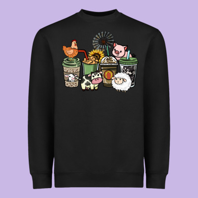 Farm Animal Coffee Cups Heavyweight Sweatshirt Designed By Howdyjamesfarm