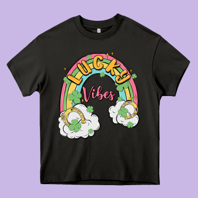 Lucky Vibes Heavy Core Tee Designed By Maliassmallbusiness