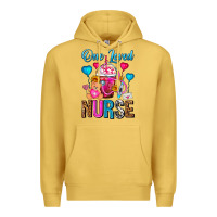 Antique Gold One Loved Nurse Valentines Day Frappe Coffee Premium Hoodie - FaDigitalArtStudio