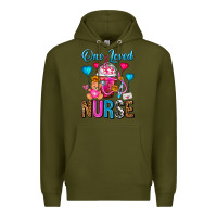 Army Green One Loved Nurse Valentines Day Frappe Coffee Premium Hoodie - FaDigitalArtStudio