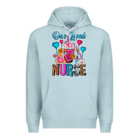 Blue Mist One Loved Nurse Valentines Day Frappe Coffee Premium Hoodie - FaDigitalArtStudio