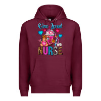 Burgundy One Loved Nurse Valentines Day Frappe Coffee Premium Hoodie - FaDigitalArtStudio