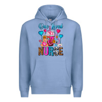 Colony Blue One Loved Nurse Valentines Day Frappe Coffee Premium Hoodie - FaDigitalArtStudio