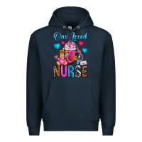 Navy One Loved Nurse Valentines Day Frappe Coffee Premium Hoodie - FaDigitalArtStudio
