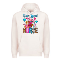 Pale Pink One Loved Nurse Valentines Day Frappe Coffee Premium Hoodie - FaDigitalArtStudio