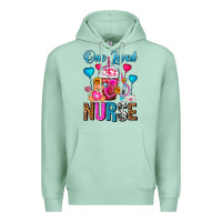 Seafoam One Loved Nurse Valentines Day Frappe Coffee Premium Hoodie - FaDigitalArtStudio
