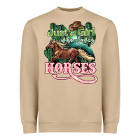 Mushroom Just a girl who loves Horses Heavyweight Sweatshirt - HowdyJamesFarm