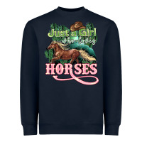 Navy Just a girl who loves Horses Heavyweight Sweatshirt - HowdyJamesFarm
