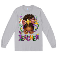 Moon Dust mardi gras teacher afro messy bun Long Sleeve Tee - texasbilliewilder