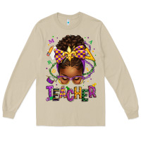 Mushroom mardi gras teacher afro messy bun Long Sleeve Tee - texasbilliewilder