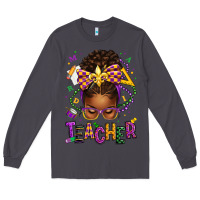 Smoke mardi gras teacher afro messy bun Long Sleeve Tee - texasbilliewilder