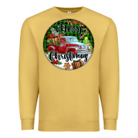 Antique Gold Merry Christmas Truck Premium Sweatshirt - FaDigitalArtStudio