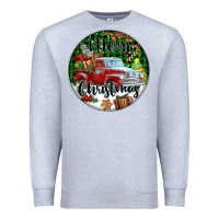 Heather Grey Merry Christmas Truck Premium Sweatshirt - FaDigitalArtStudio