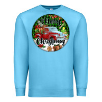 Ocean Blue Merry Christmas Truck Premium Sweatshirt - FaDigitalArtStudio