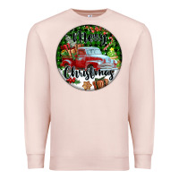 Pale Pink Merry Christmas Truck Premium Sweatshirt - FaDigitalArtStudio
