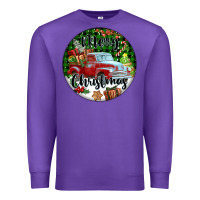 Purple Merry Christmas Truck Premium Sweatshirt - FaDigitalArtStudio