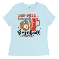 Baby Blue hot mess always stressed baseball mama stanley cup Ladies Tee - MaliasSmallBusiness