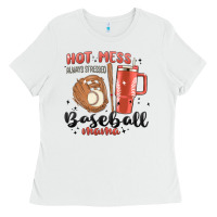 White hot mess always stressed baseball mama stanley cup Ladies Tee - MaliasSmallBusiness