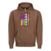 Chestnut mardi gras usa flag leopard Zipper Hoodie - OliviaCreatesArt