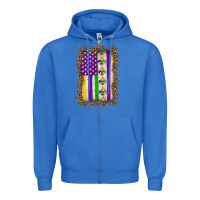 True Royal mardi gras usa flag leopard Zipper Hoodie - OliviaCreatesArt
